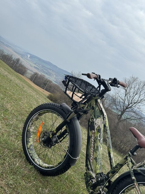Vadász terep eBike első kerék és kosár terepen