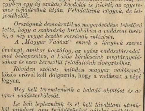 Üdvözöljük olvasóinkat – szerkesztőségi köszöntő (Magyar Vadász, 1948. július 1.)